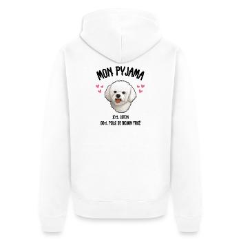Lustiger Hund Bichon-Schlafanzug - Unisex Premium Bio Zip Hoodie - Weiß - Hinten - Thijin (182cm)