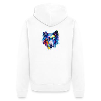 Belgische Schäferhund-Abstrakte farbenfrohe Hundekunst - Unisex Premium Bio Zip Hoodie - Weiß - Hinten - Thijin (182cm)