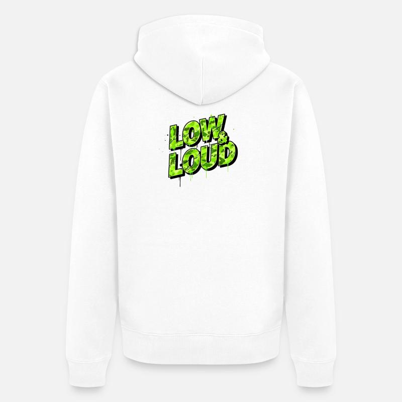 Low & Loud Auto Tuning Szene Design - Unisex Premium Bio Zip Hoodie - Weiß