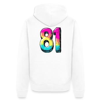 81 Zahl Bunt - Unisex Premium Bio Zip Hoodie - Weiß - Hinten - Thijin (182cm)