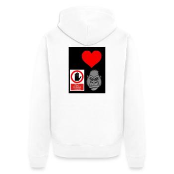 Heart Hand Gorilla Privater Zugang - Unisex Premium Bio Zip Hoodie - Weiß - Hinten - Thijin (182cm)