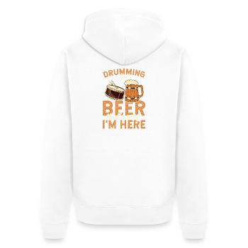 Drumming And Beer That's Why I'm Here Art Tee - Unisex Premium Organic Zip Hoodie - white - Back - Thijin (182cm)