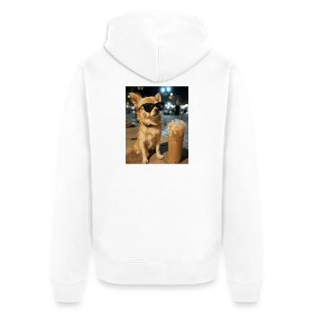 Chihuahua Night Coffee Style - Unisex Premium Organic Zip Hoodie - white - Back - Thijin (182cm)
