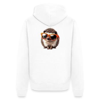 Hedgehog with sunglasses Hedgehog Sarcasm Animal lover - Unisex Premium Organic Zip Hoodie - white - Back - Thijin (182cm)
