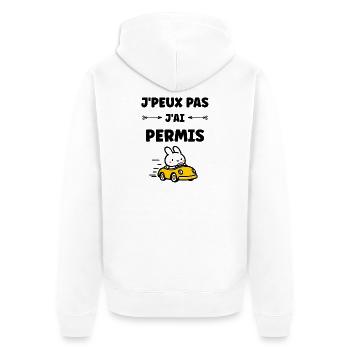 Humour j'ai mon permis de conduire - Veste à capuche bio Premium Unisexe - blanc - Dos - Thijin (182cm)
