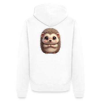 Kuscheliger Igel Cartoon - Unisex Premium Bio Zip Hoodie - Weiß - Hinten - Thijin (182cm)