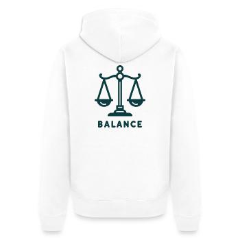 Balance Skala Illustration - Unisex Premium Bio Zip Hoodie - Weiß - Hinten - Thijin (182cm)