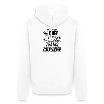 Stolzer Chef des verrückten Teams Chef Geschenk - Unisex Premium Organic Zip Hoodie - white - Back - Thijin (182cm)