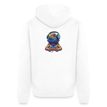 Bearded Dragon Gamer Pogona Controller - Unisex Premium Organic Zip Hoodie - white - Back - Thijin (182cm)