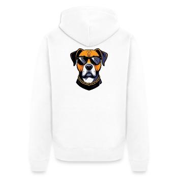 Cool dog with sunglasses and gold chain motif - Unisex Premium Organic Zip Hoodie - white - Back - Thijin (182cm)