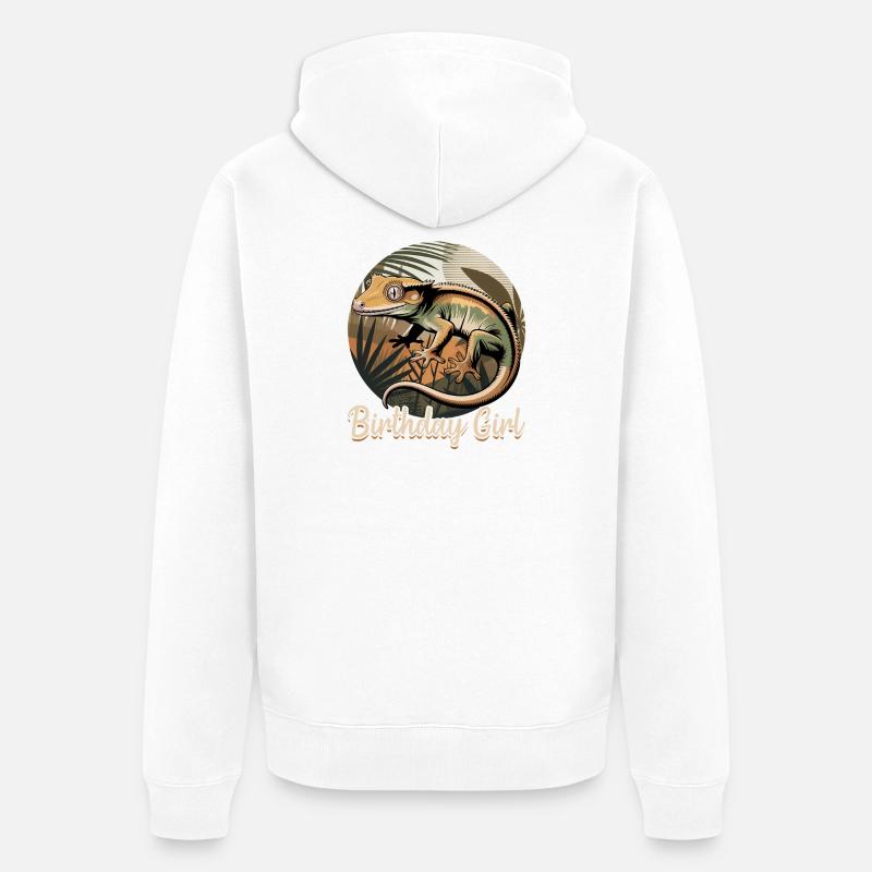 Gecko à crête reptile drôle - Veste à capuche bio Premium Unisexe - blanc