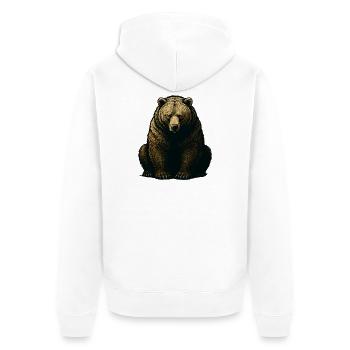 Bergbär Gravur Goldtöne - Unisex Premium Bio Zip Hoodie - Weiß - Hinten - Thijin (182cm)