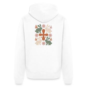 Osterhase Kreuz Muster - Unisex Premium Bio Zip Hoodie - Weiß - Hinten - Thijin (182cm)