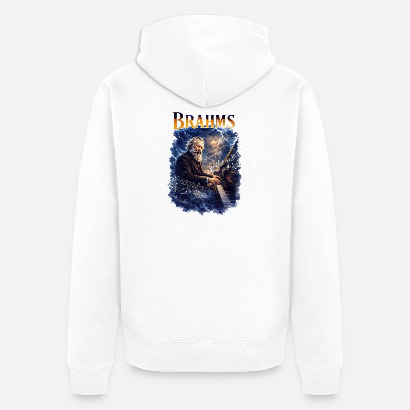 Tempête de piano de Brahms - Veste à capuche bio Premium Unisexe - blanc