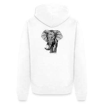 Elephant Trunk Africa Safari Wilderness Elephant - Unisex Premium Organic Zip Hoodie - white - Back - Thijin (182cm)