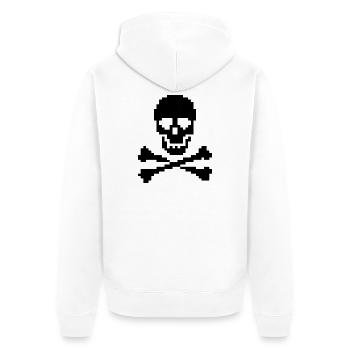 Pixel Skull Crossbones T-Shirt - Unisex Premium Bio Zip Hoodie - Weiß - Hinten - Thijin (182cm)