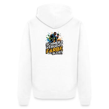 Schmerz Vergeht Farbe Bleibt Paintball Spruch Für - Unisex Premium Bio Zip Hoodie - Weiß - Hinten - Thijin (182cm)