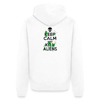 Bleib ruhig und töte lustige Aliens - Unisex Premium Bio Zip Hoodie - Weiß - Hinten - Thijin (182cm)