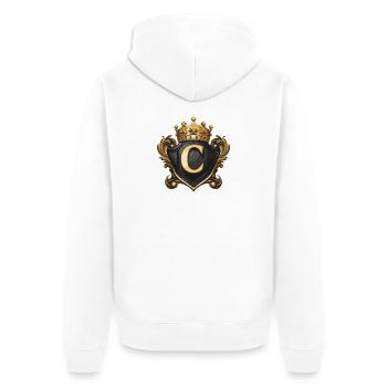 C Buchstabe Name Krone - Unisex Premium Bio Zip Hoodie - Weiß - Hinten - Thijin (182cm)