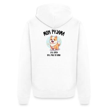 Shiba Humor Dog Pyjamas - Unisex Premium Bio Zip Hoodie - Weiß - Hinten - Thijin (182cm)