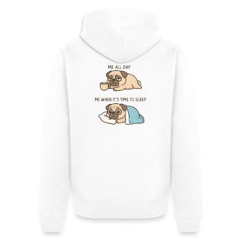 Süßer Mops Kaffee Cartoon Kaffeeliebhaber - Unisex Premium Bio Zip Hoodie - Weiß - Hinten - Thijin (182cm)
