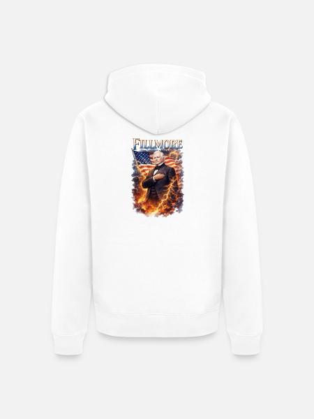 Historischer Staatsmann im Flammenwirbel - Unisex Premium Bio Zip Hoodie - Weiß