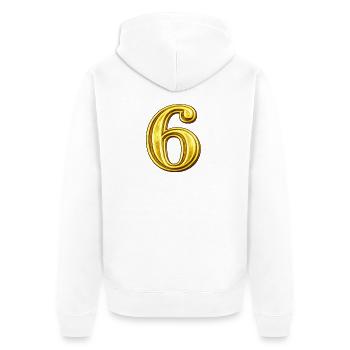 Golden Numeral 6 Ornament - Unisex Premium Organic Zip Hoodie - white - Back - Thijin (182cm)