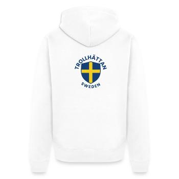 Trollhättan Schweden-Schild - Unisex Premium Bio Zip Hoodie - Weiß - Hinten - Thijin (182cm)