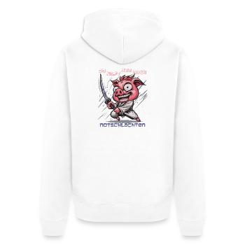 Schwein Krieger mit Katana - Unisex Premium Bio Zip Hoodie - Weiß - Hinten - Thijin (182cm)