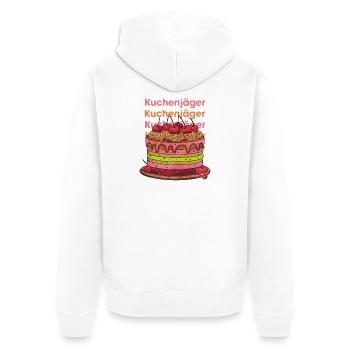 Kuchenjäger bunte Cake Layers - Unisex Premium Bio Zip Hoodie - Weiß - Hinten - Thijin (182cm)