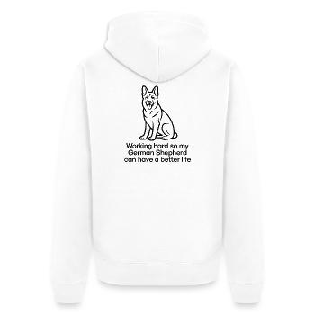 Mein Deutscher Schäferhund kann ein besseres Leben haben - Unisex Premium Bio Zip Hoodie - Weiß - Hinten - Thijin (182cm)