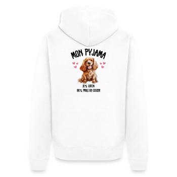 Funny Cocker Spaniel Dog Pajamas - Unisex Premium Organic Zip Hoodie - white - Back - Thijin (182cm)