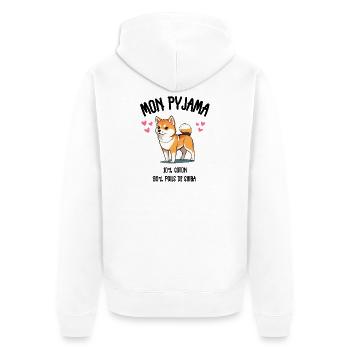 Pyjama Chien Shiba Humour - Veste à capuche bio Premium Unisexe - blanc - Dos - Thijin (182cm)