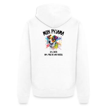 Jack Russell Hundepyjama-Humor - Unisex Premium Bio Zip Hoodie - Weiß - Hinten - Thijin (182cm)