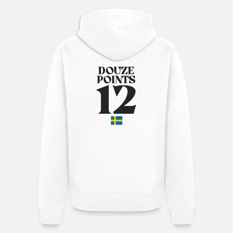 Douze points Suède Eurovision - Veste à capuche bio Premium Unisexe - blanc