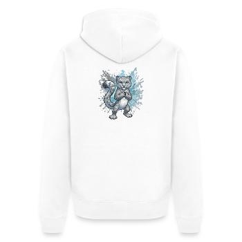 Schneeleopard Jungtier Splash - Unisex Premium Bio Zip Hoodie - Weiß - Hinten - Thijin (182cm)