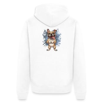 Pug Pose Splash - Unisex Premium Organic Zip Hoodie - white - Back - Thijin (182cm)