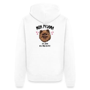 Lustige Pomeranian-Spitzhunde-Pyjamas - Unisex Premium Bio Zip Hoodie - Weiß - Hinten - Thijin (182cm)