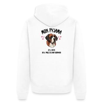 Sint-Bernhardiner-Hundepyjama-Humor - Unisex Premium Bio Zip Hoodie - Weiß - Hinten - Thijin (182cm)