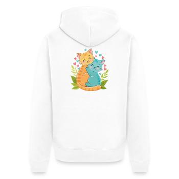 kuschelnde Kätzchen - Unisex Premium Bio Zip Hoodie - Weiß - Hinten - Thijin (182cm)