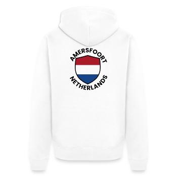 Amersfoort Shield, Niederlande - Unisex Premium Bio Zip Hoodie - Weiß - Hinten - Thijin (182cm)