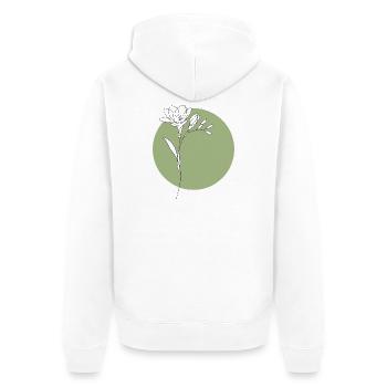 Freesie Line Art Blumen Illustration   - Unisex Premium Bio Zip Hoodie - Weiß - Hinten - Thijin (182cm)
