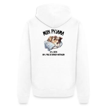Lustige Pyjamas von Australian Shepherd Dogs - Unisex Premium Bio Zip Hoodie - Weiß - Hinten - Thijin (182cm)