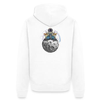 Space-Drummer auf dem Mond - Unisex Premium Bio Zip Hoodie - Weiß - Hinten - Thijin (182cm)