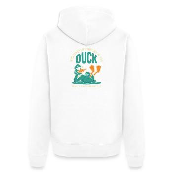 Esquive Duck – Laissez les autres frapper - Veste à capuche bio Premium Unisexe - blanc - Dos - Thijin (182cm)
