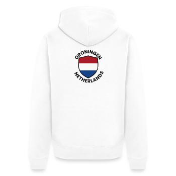 Groningen Shield Flag - Unisex Premium Organic Zip Hoodie - white - Back - Thijin (182cm)