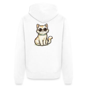 Kätzchen mit Retro-Sonnenbrille - Unisex Premium Bio Zip Hoodie - Weiß - Hinten - Thijin (182cm)