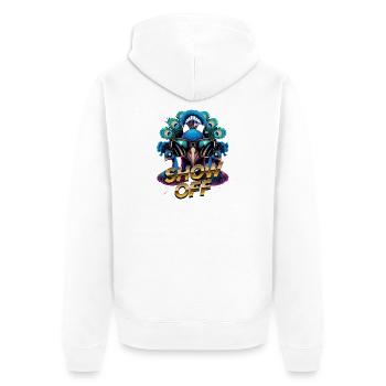 Show Off Peacock With Sunglasses Colorful Cool Peacock - Unisex Premium Organic Zip Hoodie - white - Back - Thijin (182cm)