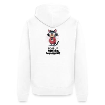 Je me suis levé chat – Drôle de diction de chat - Veste à capuche bio Premium Unisexe - blanc - Dos - Thijin (182cm)