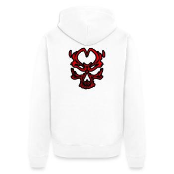 Crâne Rouge Stylisé sur Noir - Veste à capuche bio Premium Unisexe - blanc - Dos - Thijin (182cm)